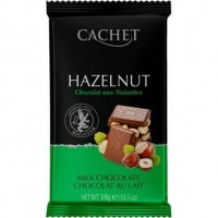 Шоколад молочный с миндалём Cachet Hazelnut с лесным орехом, 300 г